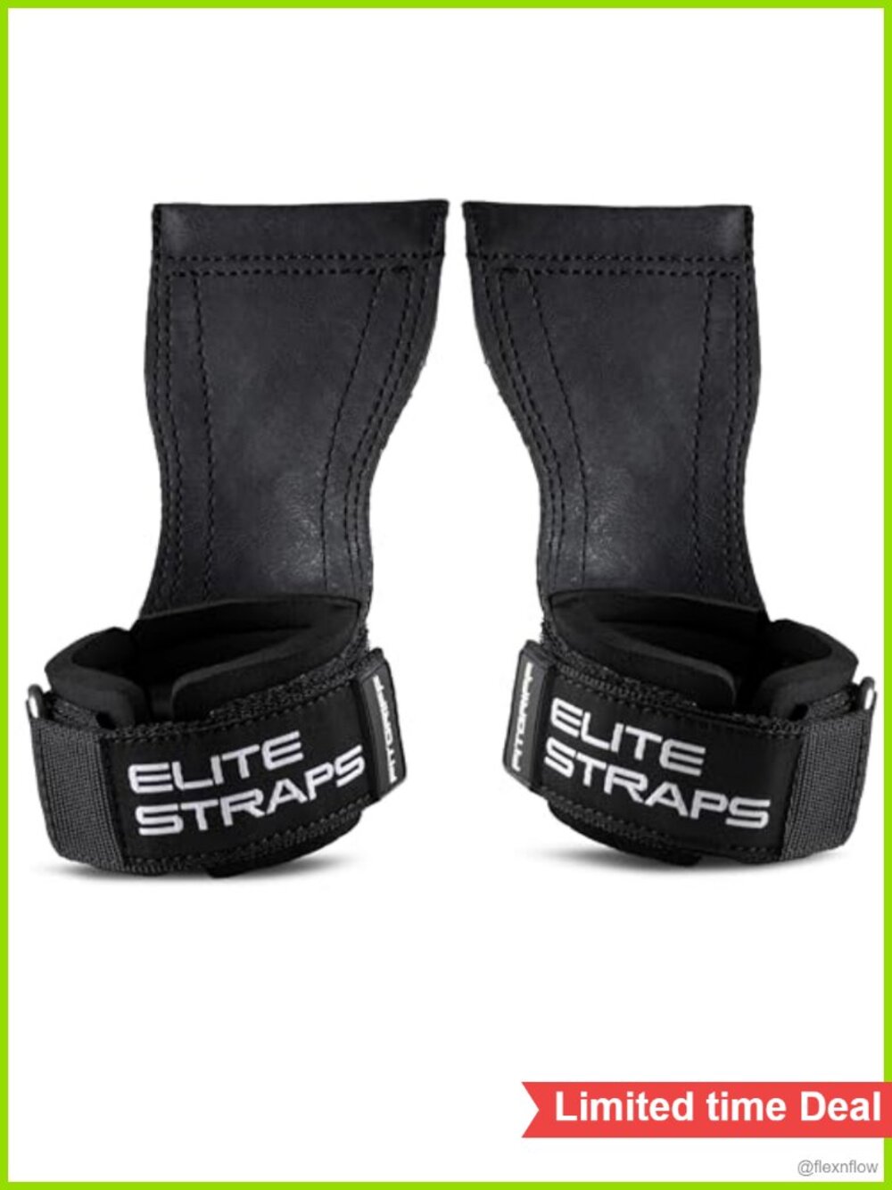 Elite Lifting Wrist Straps Rubber Grips Neoprene Padded Weightlifting Gym